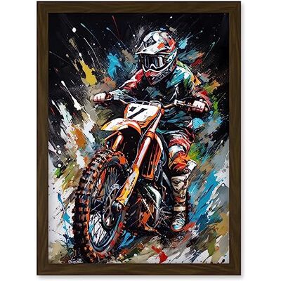 Artery8 - Motocross Race Driver 7 - Brown - A4 - Wall art print Artery8 - Motocross Race Driver 7 - Brown - A4 - Wall art print