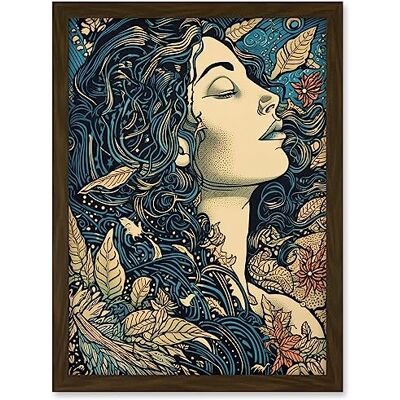 Artery8 Mother Nature Modern Boho Art Nouveau Linocut Artwork Framed A3 Wall Art Print Artery8 Mother Nature Modern Boho Art Nouveau Linocut Artwork Framed A3 Wall Art Print