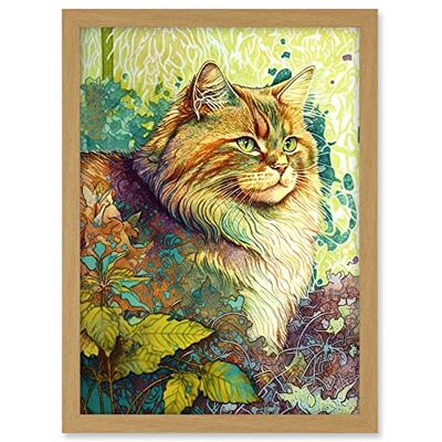 Artery8 Siberian Cat in Nature Vibrant Colourful Modern Portrait Illustration Artwork Framed A3 Wall Art Print Artery8 Siberian Cat in Nature Vibrant Colourful Modern Portrait Illustration Artwork Framed A3 Wall Art Print