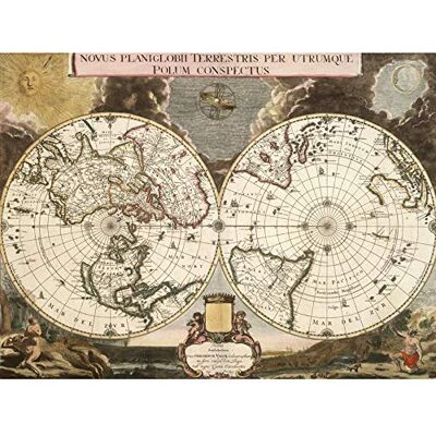 Fine Art Prints Bleau 1695 Pictorial Map World Hemispheres Unframed Wall Art Print Poster Home Decor Premium Fine Art Prints Bleau 1695 Pictorial Map World Hemispheres Unframed Wall Art Print Poster Home Decor Premium