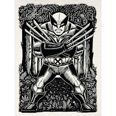Komar Marvel Wolverine Lino-Cut Wall Picture Size 30 x 40 cm Children's Room Wall Decoration Komar Marvel Wolverine Lino-Cut Wall Picture Size 30 x 40 cm Children's Room Wall Decoration