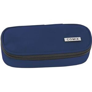 COMIX Oval School Pencil Case for Children and Teenagers, Ideal for Storing Stationery, with Internal Divider with Elastic Loops and Practical Zip Closure, 22 x 5H x 7 cm, Blue, Beige, Casual COMIX Oval School Pencil Case for Children and Teenagers, Ideal for Storing Stationery, with Internal Divider with Elastic Loops and Practical Zip Closure, 22 x 5H x 7 cm, Blue, Beige, Casual