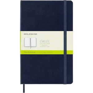 Moleskine Classic Plain Paper Notebook, Hard Cover and Elastic Closure Journal, Color Sapphire Blue, Size Large 13 x 21 cm, 240 Pages Moleskine Classic Plain Paper Notebook, Hard Cover and Elastic Closure Journal, Color Sapphire Blue, Size Large 13 x 21 cm, 240 Pages