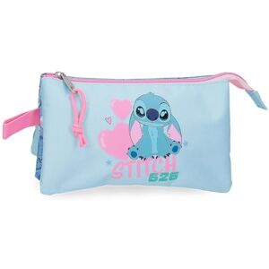 Disney Joumma Stitch Hearts Triple Pencil case Blue 22x12x5cm Polyester Disney Joumma Stitch Hearts Triple Pencil case Blue 22x12x5cm Polyester