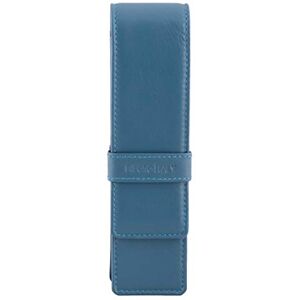 DiLoro Double Leather Pencil Case for Two Fountain Pens, Rollerball Pens and Pencils, Sololio Blue, Double Pen Case, Travel DiLoro Double Leather Pencil Case for Two Fountain Pens, Rollerball Pens and Pencils, Sololio Blue, Double Pen Case, Travel