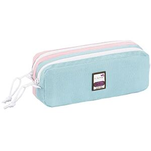 Viquel Teknik Pastel Pencil Case with 2 Compartments Large Capacity School Pencil Case Blue/Pink Viquel Teknik Pastel Pencil Case with 2 Compartments Large Capacity School Pencil Case Blue/Pink