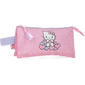 Hello Kitty Hearts & Dots, School Bag, Shoulder Bag, Made of Polyester, Pink, Triple Case Hello Kitty Hearts & Dots, School Bag, Shoulder Bag, Made of Polyester, Pink, Triple Case