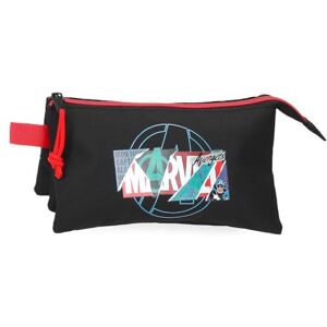 Marvel Joumma Shield Triple Pencil case Black 22x12x5cm Polyester L, Black/White, Triple Case Marvel Joumma Shield Triple Pencil case Black 22x12x5cm Polyester L, Black/White, Triple Case