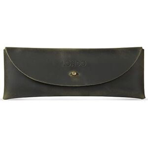 LONDO Genuine Leather Retro Pen and Pencil Case Metal Snap Fastener, Pencil Pouch Stationery Bag LONDO Genuine Leather Retro Pen and Pencil Case Metal Snap Fastener, Pencil Pouch Stationery Bag