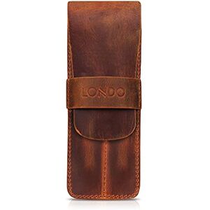 LONDO Two Compartment Genuine Leather Pen Case with Sleeve Cover,Camel,OTTO449 LONDO Two Compartment Genuine Leather Pen Case with Sleeve Cover,Camel,OTTO449