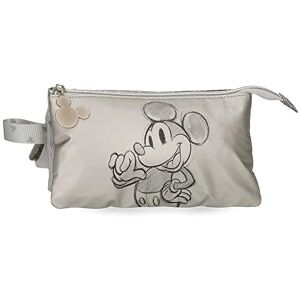Disney Mickey 100 Triple Pencil Case Gray 22x12x5 cm Polyester Disney Mickey 100 Triple Pencil Case Gray 22x12x5 cm Polyester