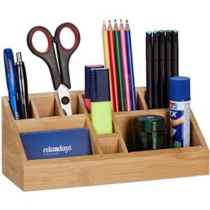 Relaxdays Desk Organiser, 10 Compartments, H x W x D: 9.5 x 23 x 9 cm, Bamboo, Natural Relaxdays Desk Organiser, 10 Compartments, H x W x D: 9.5 x 23 x 9 cm, Bamboo, Natural