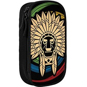 Pen Case Pencil Bag Pouch Zipper Organizer Stationery Holder Storage Box for Office School - Native American Indian Chief Head Face Pen Case Pencil Bag Pouch Zipper Organizer Stationery Holder Storage Box for Office School - Native American Indian Chief Head Face
