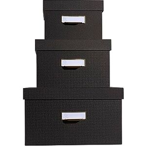 Exacompta Ref 79601E Set of 3 Office by Me Nesting Boxes A4+/A5++ /A6++ Made of Recycled Cardboard Covered with Black Textile Effect Paper Label Holder with Rim Exacompta Ref 79601E Set of 3 Office by Me Nesting Boxes A4+/A5++ /A6++ Made of Recycled Cardboard Covered with Black Textile Effect Paper Label Holder with Rim