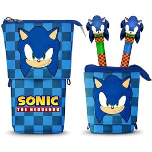 KARACTERMANIA Sonic The Hedgehog Sight-Cute Pencil Case + 2 Erasable Gel Pens, Blue, 11.5 x 17 cm KARACTERMANIA Sonic The Hedgehog Sight-Cute Pencil Case + 2 Erasable Gel Pens, Blue, 11.5 x 17 cm