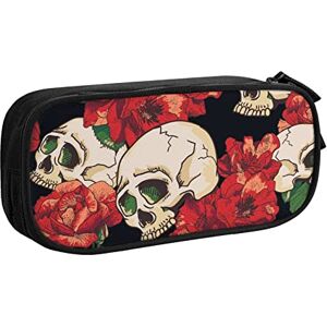 Cpoeixyqlzf FLYIFE Skull Rose-Red Large Pencil Bag with 2 Compartments Pencil Pen Case Pencil Pouch Bag Organizer for Girls Boys Student School Office College -One Size Cpoeixyqlzf FLYIFE Skull Rose-Red Large Pencil Bag with 2 Compartments Pencil Pen Case Pencil Pouch Bag Organizer for Girls Boys Student School Office College -One Size