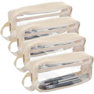 ASelected 4 Pack Clear Pencil Cases, 22x7x9cm Clear Exam Pencil Case, Waterproof PVC Transparent Storage Pouch Bags,Portable Stationery Bags for Stationery,Makeup,Travel,Office Supplies,Cream White ASelected 4 Pack Clear Pencil Cases, 22x7x9cm Clear Exam Pencil Case, Waterproof PVC Transparent Storage Pouch Bags,Portable Stationery Bags for Stationery,Makeup,Travel,Office Supplies,Cream White