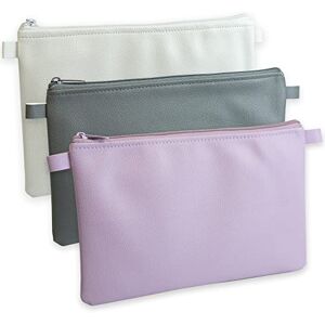 effektivo Set of 3 Coloured Wallets, Wallet, Bank Bag, Bank Folder, Document Bag with Zip, Pen Bag, Cosmetic Bag, Grey/White/Pink effektivo Set of 3 Coloured Wallets, Wallet, Bank Bag, Bank Folder, Document Bag with Zip, Pen Bag, Cosmetic Bag, Grey/White/Pink