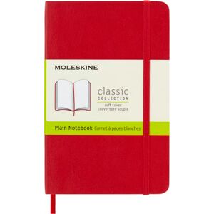Moleskine Classic Plain Paper Notebook, Soft Cover and Elastic Closure Journal, Color Scarlet Red, Size Pocket 9 x 14 A6, 192 Pages Moleskine Classic Plain Paper Notebook, Soft Cover and Elastic Closure Journal, Color Scarlet Red, Size Pocket 9 x 14 A6, 192 Pages
