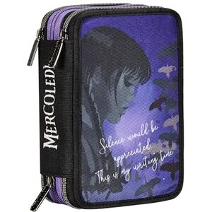 Seven School Pencil Case 3 Compartments, Wednesday Be The Strange You Want to Be, Purple – Multi Compartment Pen Holder with Pencils, Pens and Colours, Backpack Accessories, School Backpack – Pencil Seven School Pencil Case 3 Compartments, Wednesday Be The Strange You Want to Be, Purple – Multi Compartment Pen Holder with Pencils, Pens and Colours, Backpack Accessories, School Backpack – Pencil