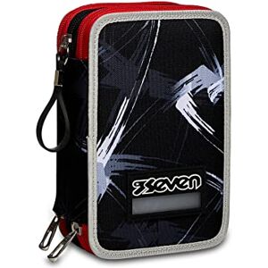 Seven 3-Zip Case, Snaky Boy, Equipped with Pencils, Markers etc.., Black, School and Leisure Seven 3-Zip Case, Snaky Boy, Equipped with Pencils, Markers etc.., Black, School and Leisure