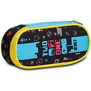 Seven s.p.a. Pen holder BUSTINA ROUND PLUS TWO PLAYER ONE CONSOLE, Black, Complete with Pencils, Markers etc, School & Leisure Seven s.p.a. Pen holder BUSTINA ROUND PLUS TWO PLAYER ONE CONSOLE, Black, Complete with Pencils, Markers etc, School & Leisure