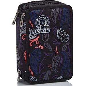 Invicta 3-Compartment Pencil Case, Complete with Pencils, Pens, Markers... Elementary School, Girls and Girls, Black (Paisley Black) Invicta 3-Compartment Pencil Case, Complete with Pencils, Pens, Markers... Elementary School, Girls and Girls, Black (Paisley Black)