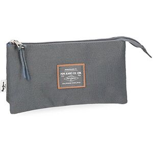 Pepe Jeans Cross Triple Pencil Case Grey 20x12x5 cms Polyester Pepe Jeans Cross Triple Pencil Case Grey 20x12x5 cms Polyester