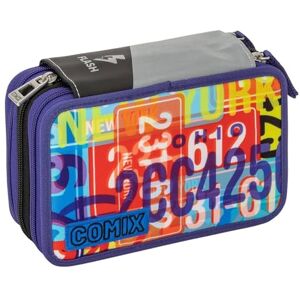 COMIX School Pencil Case with 3 Zip Kit Flash Mad Plate COMIX School Pencil Case with 3 Zip Kit Flash Mad Plate