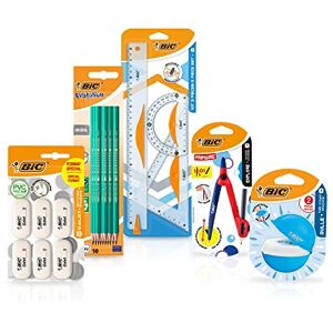 BIC Children's School Supplies Kit with 1 Learning Compass, 3 Geometry Instruments, 10 Graphite Pencils, 1 Sharpener and 6 Erasers Pack of 21 BIC Children's School Supplies Kit with 1 Learning Compass, 3 Geometry Instruments, 10 Graphite Pencils, 1 Sharpener and 6 Erasers Pack of 21