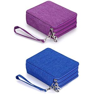 Mzpeldxk 2X School Pencil Case for Girls Boys Oxford Pen Bag 72 Holes Large Pencil Case Multi Layer Blue & Purple Mzpeldxk 2X School Pencil Case for Girls Boys Oxford Pen Bag 72 Holes Large Pencil Case Multi Layer Blue & Purple