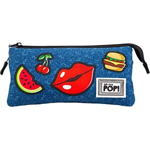 Oh My Pop! Patches-Triple HS Pencil Case, Dark Blue, 23 x 11 cm Oh My Pop! Patches-Triple HS Pencil Case, Dark Blue, 23 x 11 cm