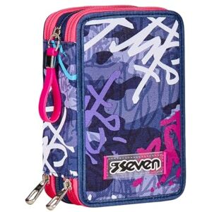 Seven Purple 3-Compartment Pencil Case - School Art Supplies Seven Purple 3-Compartment Pencil Case - School Art Supplies
