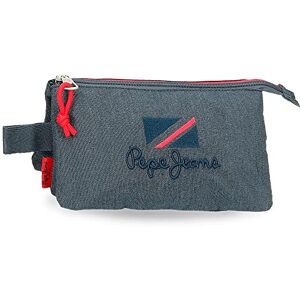 Pepe Jeans Kay Triple Pencil Case Blue 22x12x5 cms Polyester Pepe Jeans Kay Triple Pencil Case Blue 22x12x5 cms Polyester