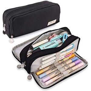 iSuperb Large Pencil Case 3 Compartments Pencil Pouch Big Capacity Pencil Bag Oxford Stationery Storage Pen Bag Cosmetic Makeup Pouch for Women Girls (Black) iSuperb Large Pencil Case 3 Compartments Pencil Pouch Big Capacity Pencil Bag Oxford Stationery Storage Pen Bag Cosmetic Makeup Pouch for Women Girls (Black)