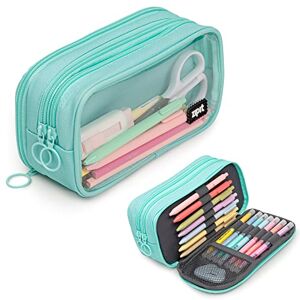 ZIPIT Half & Half Pencil Case, 3 Compartment Zipper Pouch for School, Stationery Bag for Teen Girls Boys and Adults, Mint ZIPIT Half & Half Pencil Case, 3 Compartment Zipper Pouch for School, Stationery Bag for Teen Girls Boys and Adults, Mint