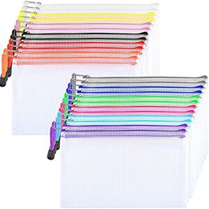 NORTHERN BROTHERS 24PCS A6 Plastic Wallet Clear Pencil Case Mesh Document Bag Zip Lock Bags Storage Pouch for School, Bills, Cosmetics, Travel (12 Colours) NORTHERN BROTHERS 24PCS A6 Plastic Wallet Clear Pencil Case Mesh Document Bag Zip Lock Bags Storage Pouch for School, Bills, Cosmetics, Travel (12 Colours)