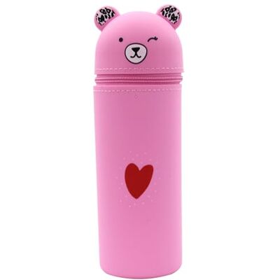 Hrtyvhin Cartoon Bear Pencil Holder Silicone Pen Bag Pouches Zippered Case Standing Holder for Student Teen Girls Pouches Hrtyvhin Cartoon Bear Pencil Holder Silicone Pen Bag Pouches Zippered Case Standing Holder for Student Teen Girls Pouches