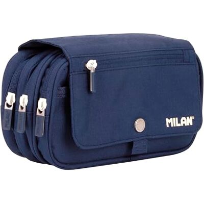 MILAN ® Pencil case with 4 zips with Flap 1918, Blue MILAN ® Pencil case with 4 zips with Flap 1918, Blue