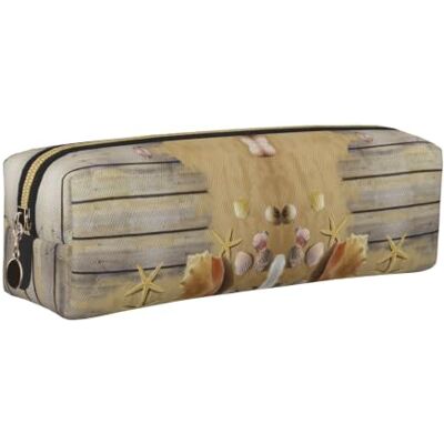 CHANGLEI Beach Sands Minimalist All-Over Print Cross-Grain PVC Leather Zipper Pencil Case, Soft Lined Portable Pen Pouch Stationery Bag CHANGLEI Beach Sands Minimalist All-Over Print Cross-Grain PVC Leather Zipper Pencil Case, Soft Lined Portable Pen Pouch Stationery Bag