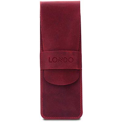 LONDO Genuine Leather Pen and Pencil Case with Tuck in Flap, Stationery Bag LONDO Genuine Leather Pen and Pencil Case with Tuck in Flap, Stationery Bag