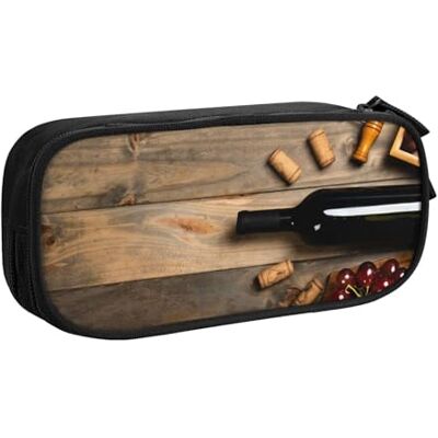 HEBSDFG Wine Bottle Corks Grapes Print Cute Pencil Case Pouch for Boys Girls, Black High Capacity Travel Pen Bag Organizer Makeup Bag for Student School College Office HEBSDFG Wine Bottle Corks Grapes Print Cute Pencil Case Pouch for Boys Girls, Black High Capacity Travel Pen Bag Organizer Makeup Bag for Student School College Office