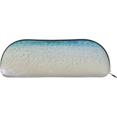 DNBCLEZK Beach Clear Sea Sand Semicircular Pencil Case, Full-Pattern Printed Pen Pouch, Premium PVC Cross-Grain Leather with Polyester Lining DNBCLEZK Beach Clear Sea Sand Semicircular Pencil Case, Full-Pattern Printed Pen Pouch, Premium PVC Cross-Grain Leather with Polyester Lining