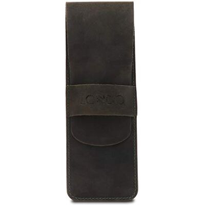 LONDO Genuine Leather Pen and Pencil Case with Tuck in Flap, Stationery Bag LONDO Genuine Leather Pen and Pencil Case with Tuck in Flap, Stationery Bag