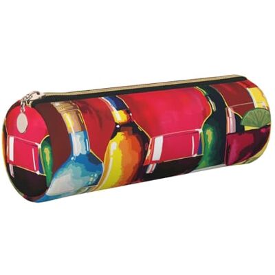 kkvhhyuo Cocktail Glasses and Wine Bottles Print Leather Pencil Case Portable Round Pencil Pouch with Gold Zip Multifunctional Pencil Holder Pouch Stationery Pen Bag for Teen Girls and Boys kkvhhyuo Cocktail Glasses and Wine Bottles Print Leather Pencil Case Portable Round Pencil Pouch with Gold Zip Multifunctional Pencil Holder Pouch Stationery Pen Bag for Teen Girls and Boys