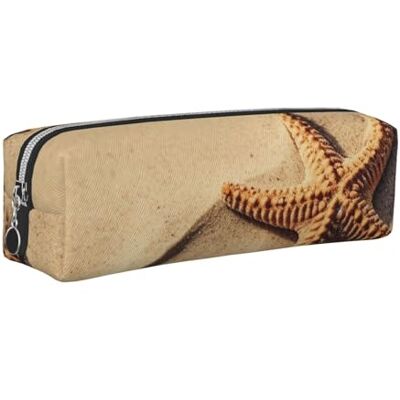 POCUK Starfish in The Sand Leather Pencil Case Stationery Bag Pen Holder for Work & Office Zippered Pen Pouch POCUK Starfish in The Sand Leather Pencil Case Stationery Bag Pen Holder for Work & Office Zippered Pen Pouch
