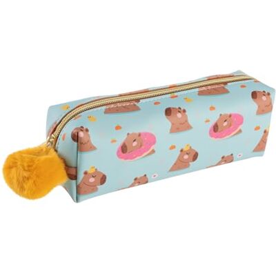 Idena 20221 Fluffy Capybara Pencil Case with Pompom Zip, Approx. 20.5 x 6 x 7 cm Pencil Case in Blue/Yellow Idena 20221 Fluffy Capybara Pencil Case with Pompom Zip, Approx. 20.5 x 6 x 7 cm Pencil Case in Blue/Yellow