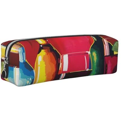 kkvhhyuo Cocktail Glasses and Wine Bottles Print Leather Pencil Case Portable Stationery Bag Pencil Pouch Slim Design Pen Bag with Silver Zipper Pocket Size for or Student Office College Middle School kkvhhyuo Cocktail Glasses and Wine Bottles Print Leather Pencil Case Portable Stationery Bag Pencil Pouch Slim Design Pen Bag with Silver Zipper Pocket Size for or Student Office College Middle School