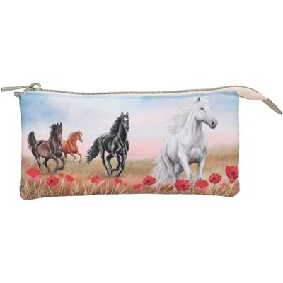 Depesche 13342 Miss Melody Poppy Sand Pencil Case in Beige with Horse Motif and Poppies Pencil Case with 3 Inner Compartments Depesche 13342 Miss Melody Poppy Sand Pencil Case in Beige with Horse Motif and Poppies Pencil Case with 3 Inner Compartments