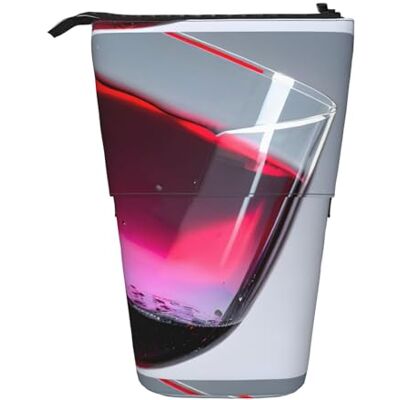 ERhoug Red Wine Bottle Glass Print Pencil Case Bag, Telescopic Pen Holder, Standing Stationery Pouch, Cute Organizer for Office, Makeup, Cosmetics ERhoug Red Wine Bottle Glass Print Pencil Case Bag, Telescopic Pen Holder, Standing Stationery Pouch, Cute Organizer for Office, Makeup, Cosmetics